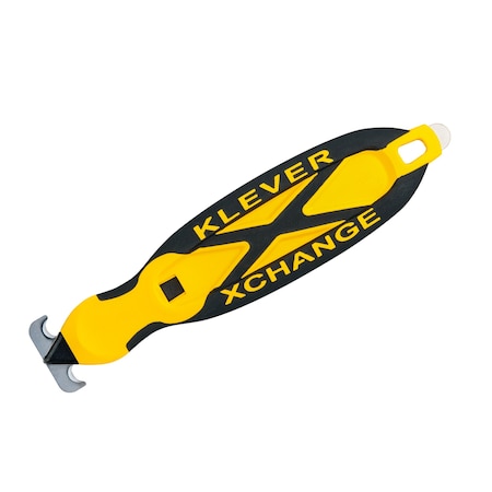 Klever XChange40 Safety Cutter with Metal Tape Splitter, Metal Kurve Head, Yellow KCJ-XC-40Y